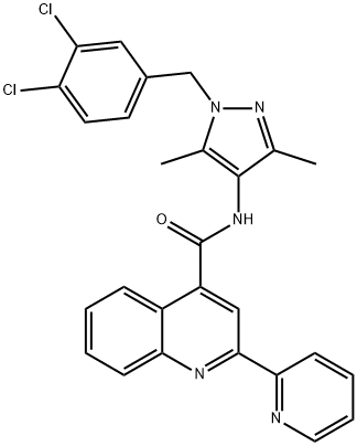 N-[1-[(3,4-dichlorophenyl)methyl]-3,5-dimethylpyrazol-4-yl]-2-pyridin-2-ylquinoline-4-carboxamide Structure