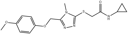 N-cyclopropyl-2-[[5-[(4-methoxyphenoxy)methyl]-4-methyl-1,2,4-triazol-3-yl]sulfanyl]acetamide,904465-38-9,结构式