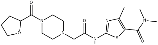 N,N,4-trimethyl-2-[[2-[4-(oxolane-2-carbonyl)piperazin-1-yl]acetyl]amino]-1,3-thiazole-5-carboxamide 化学構造式