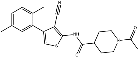 1-acetyl-N-[3-cyano-4-(2,5-dimethylphenyl)thiophen-2-yl]piperidine-4-carboxamide Structure