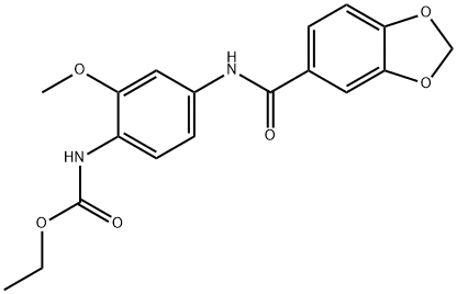 ethyl N-[4-(1,3-benzodioxole-5-carbonylamino)-2-methoxyphenyl]carbamate 结构式