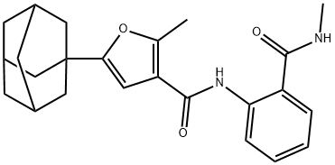 5-(1-adamantyl)-2-methyl-N-[2-(methylcarbamoyl)phenyl]furan-3-carboxamide 化学構造式