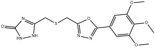 5-[[5-(3,4,5-trimethoxyphenyl)-1,3,4-oxadiazol-2-yl]methylsulfanylmethyl]-1,2-dihydro-1,2,4-triazol-3-one Struktur