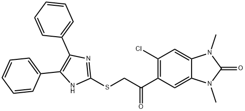5-chloro-6-[2-[(4,5-diphenyl-1H-imidazol-2-yl)sulfanyl]acetyl]-1,3-dimethylbenzimidazol-2-one Structure