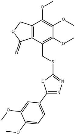 7-[[5-(3,4-dimethoxyphenyl)-1,3,4-oxadiazol-2-yl]sulfanylmethyl]-4,5,6-trimethoxy-3H-2-benzofuran-1-one Structure