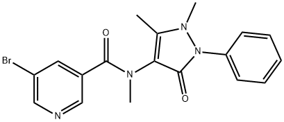 5-bromo-N-(1,5-dimethyl-3-oxo-2-phenylpyrazol-4-yl)-N-methylpyridine-3-carboxamide 化学構造式