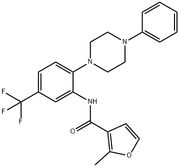 2-methyl-N-[2-(4-phenylpiperazin-1-yl)-5-(trifluoromethyl)phenyl]furan-3-carboxamide,931586-15-1,结构式
