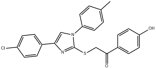 2-[4-(4-chlorophenyl)-1-(4-methylphenyl)imidazol-2-yl]sulfanyl-1-(4-hydroxyphenyl)ethanone Struktur