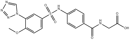 2-[[4-[[4-methoxy-3-(tetrazol-1-yl)phenyl]sulfonylamino]benzoyl]amino]acetic acid Structure