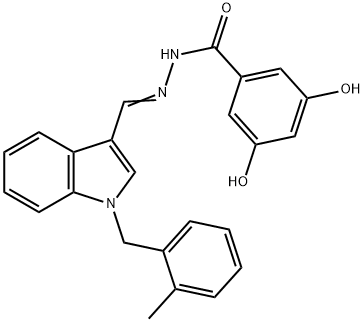 3,5-dihydroxy-N-[(E)-[1-[(2-methylphenyl)methyl]indol-3-yl]methylideneamino]benzamide Structure