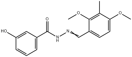 N-[(E)-(2,4-dimethoxy-3-methylphenyl)methylideneamino]-3-hydroxybenzamide Struktur