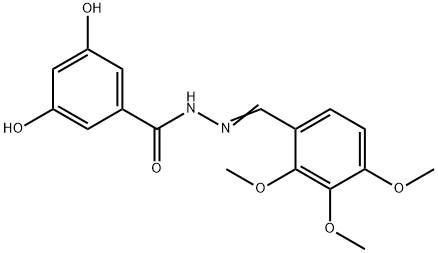 3,5-dihydroxy-N-[(E)-(2,3,4-trimethoxyphenyl)methylideneamino]benzamide 结构式