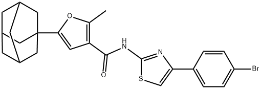 5-(1-adamantyl)-N-[4-(4-bromophenyl)-1,3-thiazol-2-yl]-2-methylfuran-3-carboxamide Structure