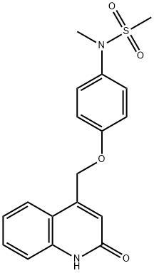 N-methyl-N-[4-[(2-oxo-1H-quinolin-4-yl)methoxy]phenyl]methanesulfonamide Struktur