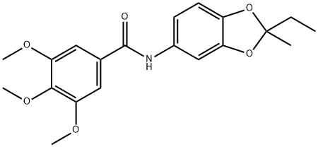 N-(2-ethyl-2-methyl-1,3-benzodioxol-5-yl)-3,4,5-trimethoxybenzamide 结构式