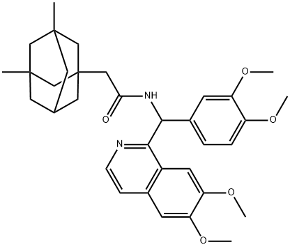 N-[(6,7-dimethoxyisoquinolin-1-yl)-(3,4-dimethoxyphenyl)methyl]-2-(3,5-dimethyl-1-adamantyl)acetamide,936076-70-9,结构式