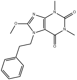 8-methoxy-1,3-dimethyl-7-(2-phenylethyl)purine-2,6-dione Struktur