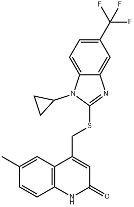 4-[[1-cyclopropyl-5-(trifluoromethyl)benzimidazol-2-yl]sulfanylmethyl]-6-methyl-1H-quinolin-2-one|