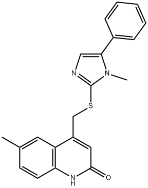 6-methyl-4-[(1-methyl-5-phenylimidazol-2-yl)sulfanylmethyl]-1H-quinolin-2-one 化学構造式