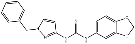 1-(1,3-benzodioxol-5-yl)-3-(1-benzylpyrazol-3-yl)thiourea Structure