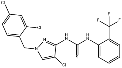 1-[4-chloro-1-[(2,4-dichlorophenyl)methyl]pyrazol-3-yl]-3-[2-(trifluoromethyl)phenyl]thiourea Structure