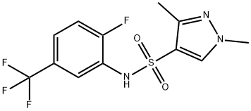 N-[2-fluoro-5-(trifluoromethyl)phenyl]-1,3-dimethylpyrazole-4-sulfonamide,957487-56-8,结构式