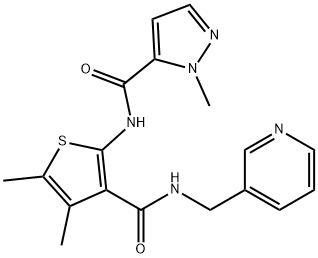 N-[4,5-dimethyl-3-(pyridin-3-ylmethylcarbamoyl)thiophen-2-yl]-2-methylpyrazole-3-carboxamide,957513-96-1,结构式