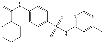 N-[4-[(2,6-dimethylpyrimidin-4-yl)sulfamoyl]phenyl]cyclohexanecarboxamide 化学構造式