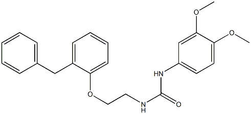 1-[2-(2-benzylphenoxy)ethyl]-3-(3,4-dimethoxyphenyl)urea 化学構造式