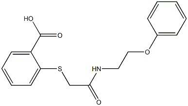 2-[2-oxo-2-(2-phenoxyethylamino)ethyl]sulfanylbenzoic acid Struktur