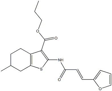 propyl 2-[[(E)-3-(furan-2-yl)prop-2-enoyl]amino]-6-methyl-4,5,6,7-tetrahydro-1-benzothiophene-3-carboxylate Structure