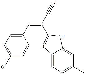 (E)-3-(4-chlorophenyl)-2-(6-methyl-1H-benzimidazol-2-yl)prop-2-enenitrile Structure