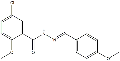 5-chloro-2-methoxy-N-[(E)-(4-methoxyphenyl)methylideneamino]benzamide Structure