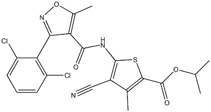 propan-2-yl 4-cyano-5-[[3-(2,6-dichlorophenyl)-5-methyl-1,2-oxazole-4-carbonyl]amino]-3-methylthiophene-2-carboxylate 化学構造式
