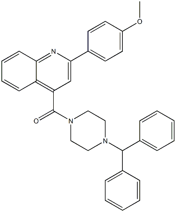 (4-benzhydrylpiperazin-1-yl)-[2-(4-methoxyphenyl)quinolin-4-yl]methanone,,结构式