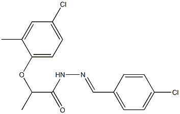 2-(4-chloro-2-methylphenoxy)-N-[(E)-(4-chlorophenyl)methylideneamino]propanamide 化学構造式