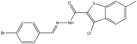 N-[(E)-(4-bromophenyl)methylideneamino]-3-chloro-6-methyl-1-benzothiophene-2-carboxamide Struktur
