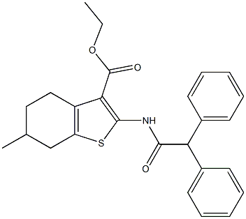 ethyl 2-[(2,2-diphenylacetyl)amino]-6-methyl-4,5,6,7-tetrahydro-1-benzothiophene-3-carboxylate Structure
