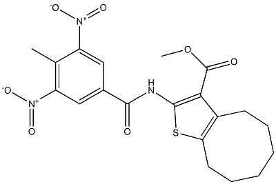 methyl 2-[(4-methyl-3,5-dinitrobenzoyl)amino]-4,5,6,7,8,9-hexahydrocycloocta[b]thiophene-3-carboxylate Structure