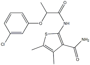 2-[2-(3-chlorophenoxy)propanoylamino]-4,5-dimethylthiophene-3-carboxamide Struktur