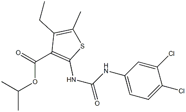 propan-2-yl 2-[(3,4-dichlorophenyl)carbamoylamino]-4-ethyl-5-methylthiophene-3-carboxylate Struktur