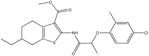 methyl 2-[2-(4-chloro-2-methylphenoxy)propanoylamino]-6-ethyl-4,5,6,7-tetrahydro-1-benzothiophene-3-carboxylate Struktur