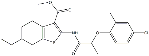 methyl 2-[2-(4-chloro-2-methylphenoxy)propanoylamino]-6-ethyl-4,5,6,7-tetrahydro-1-benzothiophene-3-carboxylate,,结构式