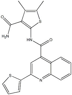 N-(3-carbamoyl-4,5-dimethylthiophen-2-yl)-2-thiophen-2-ylquinoline-4-carboxamide Structure