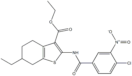 ethyl 2-[(4-chloro-3-nitrobenzoyl)amino]-6-ethyl-4,5,6,7-tetrahydro-1-benzothiophene-3-carboxylate Structure