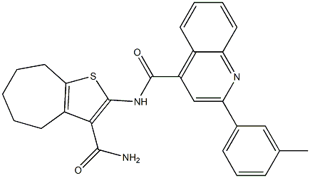 N-(3-carbamoyl-5,6,7,8-tetrahydro-4H-cyclohepta[b]thiophen-2-yl)-2-(3-methylphenyl)quinoline-4-carboxamide Structure