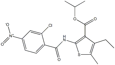 propan-2-yl 2-[(2-chloro-4-nitrobenzoyl)amino]-4-ethyl-5-methylthiophene-3-carboxylate,,结构式