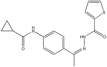 N-[(Z)-1-[4-(cyclopropanecarbonylamino)phenyl]ethylideneamino]thiophene-2-carboxamide Structure