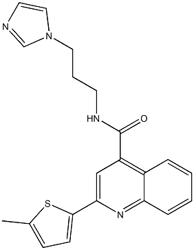 N-(3-imidazol-1-ylpropyl)-2-(5-methylthiophen-2-yl)quinoline-4-carboxamide,,结构式