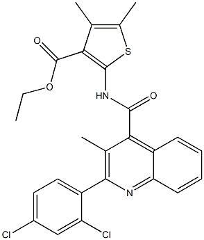 ethyl 2-[[2-(2,4-dichlorophenyl)-3-methylquinoline-4-carbonyl]amino]-4,5-dimethylthiophene-3-carboxylate Struktur